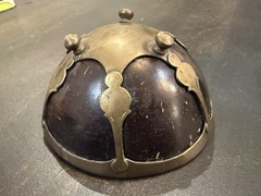 Antique Georgian Coconut Bowl w/ Brass Footed mount