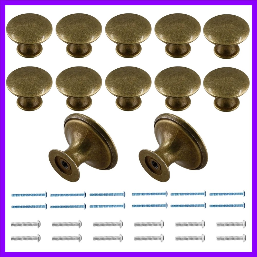 12 Pcs Cabinet Knobs Metal Drawer Knobs Round Dresser Handle 12 Pack Brass