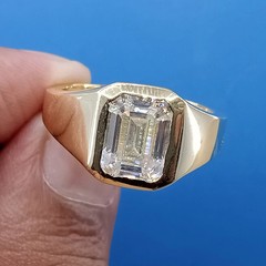 2Ct Emerald Cut Lab Created Diamond Men Wedding Band Ring 14K Yellow Gold Plated