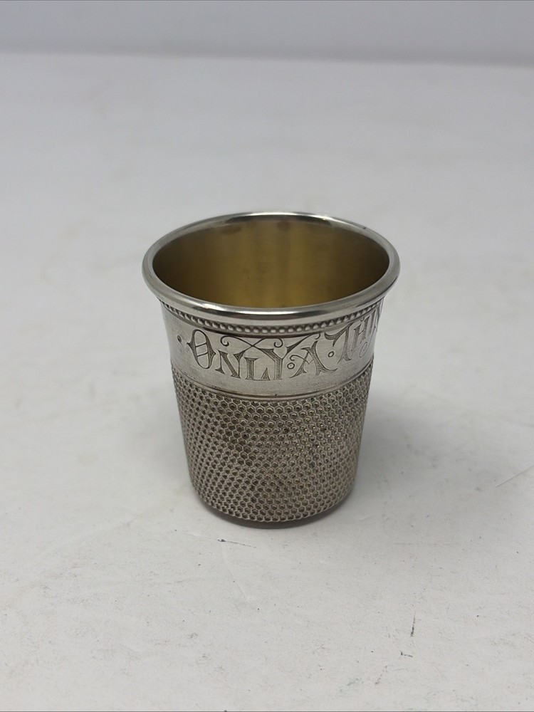 Antique Sterling Silver Simmon Brothers «Only A Thimble Full» Shot Glass 31.3