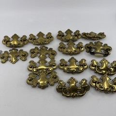 Vintage 1985 Canada Brass Drawer Pulls # 2522 14 Distressed Salvaged Ilco Unican