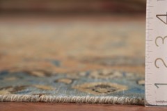 Rust & Light Blue Floral Area Rug Living Room Hand-knotted Vintage Carpet 5×9