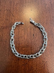 Chrome Hearts Engraved CH 925 Silver Chain Link Bracelet Clasp Insert