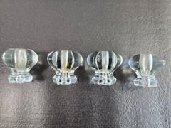 Antique Clear Glass Cabinet Knobs Hexagonal Lot Of Four