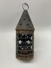 Primitive Paul Revere Style Punched Tin Lantern Rustic Farmhouse