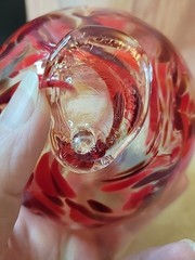 Glass Float Red And Clear With A Touch Of Blue