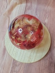 Glass Float Red And Clear With A Touch Of Blue