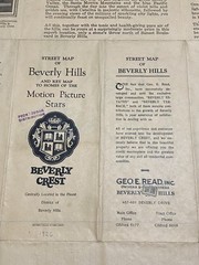 1926 Street Map Of Beverly Hills & Key Motion Picture Stars & Celebrities Movie