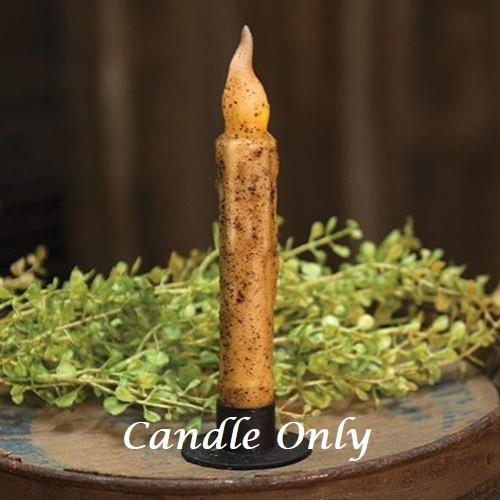 NEW PRIMITIVE TIMER TAPER CANDLE BURNT IVORY TWISTED TOP DESIGN 6″H LED Flicker