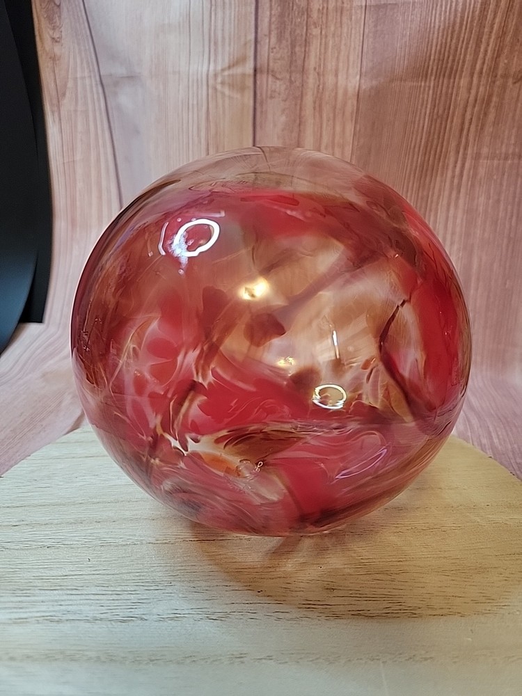 Glass Float Red And Clear With A Touch Of Blue
