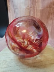 Glass Float Red And Clear With A Touch Of Blue