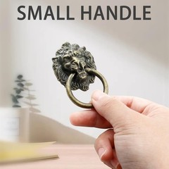6PCS Lion Head Drawer Knobs Antique Bronze Ring Pull Handles with Screws New USA