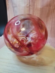 Glass Float Red And Clear With A Touch Of Blue