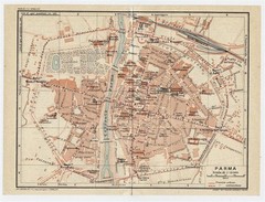 1927 ORIGINAL VINTAGE CITY MAP OF PARMA / EMILIA-ROMAGNA / ITALY