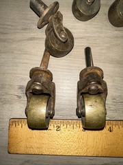 5 Antique Brass Furniture Caster Wheels Different Sizes!! Swivel Steel & Brass