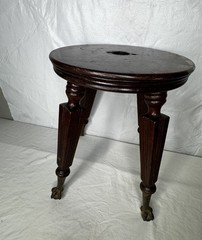 Antique 1900’s Piano Stool Crystal Ball Claw Feet Wood Stool Distressed