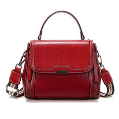 Waxed Leather Crossbody for Women, Top-Handbags Removable 2 Shoulder Straps Red
