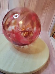 Glass Float Red And Clear With A Touch Of Blue