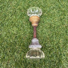 Antique Glass Door Knobs with Brass and Iron Spindle Set 12 Point Fluted