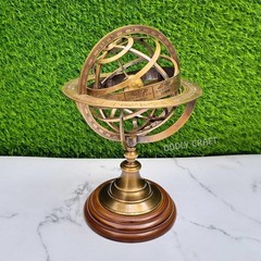 Engraved, Brass Armillary Sphere, Astrolabe Globe Nautical Gift for Table -Decor