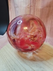 Glass Float Red And Clear With A Touch Of Blue