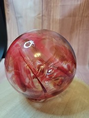 Glass Float Red And Clear With A Touch Of Blue