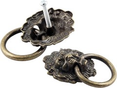 Zorfeter 6 Pcs Lion Head Knobs Pull, Antique Bronze Ring Pull Handles for Dresse