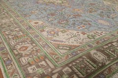 Light Blue Living Room Area Rug 7×10 Wool Handmade Over-Dyed Vintage Carpet