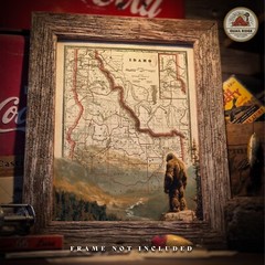 Sasquatch Bigfoot Art Print Vintage Idaho State Map Wall Decor Bigfoot Gift