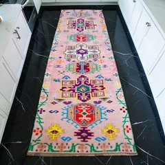 3×10 ft Runner Rug HandMade Colorful Turkish Rug Hallway Rug Kitchen Decor PINK