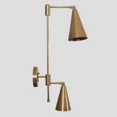 Stilnovo Style Light Raw Brass Double Cone Wall Sconce: Mid Century Lightings