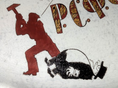 Vtg Antique Incredible Soviet Russian Hand Painted Propaganda Porcelain Platter