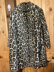 Vintage 1947 post war style swing leopard faux fur coat