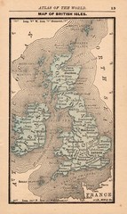 Tiny Antique UNITED KINGDOM Map British Isles Map 1888 MINIATURE Map 1788